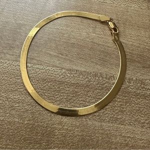 Gold Slim Herringbone Bracelet Stamped from Oak & Luna